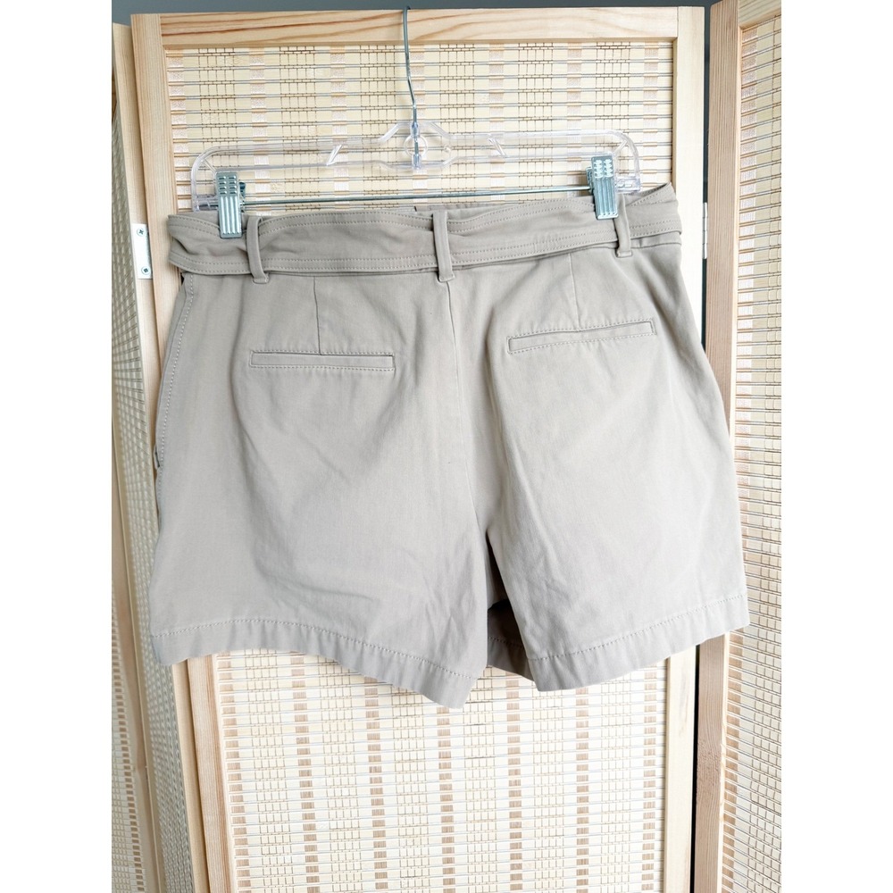 Ann Taylor Womens Khaki Tan Belted Utility Shorts Size 8 High Rise Twill Chino - Picture 2 of 4